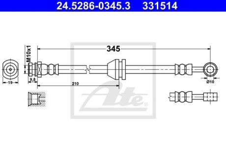 Фото 2 - Тормозной шланг ATE 24.5286-0345.3