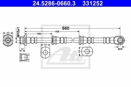 Тормозной шланг - (mr407225, 4650a702) ATE 24.5286-0660.3