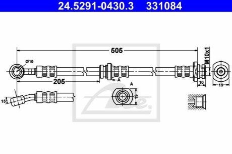 Тормозной шланг - (4700362, 5155083E00, 9204000) ATE 24.5291-0430.3