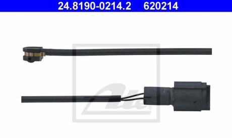 Сигнализатор, износ тормозных колодок - (34112225107, 34351179820, 34351180432) ATE 24.8190-0214.2 (фото 1)
