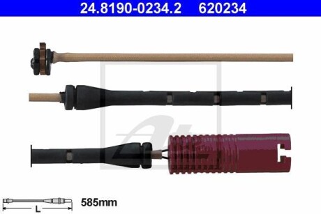 Сигнализатор, износ тормозных колодок - (34351165729, 34351163117) ATE 24.8190-0234.2