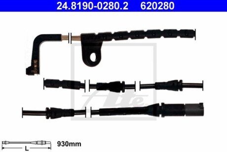 24.8190-0280.2_датчик износа колодок пер.! L-990 \ BMW X6 E71/E72 5.0i 08> - (34356780698, 34356789503) ATE 24819002802