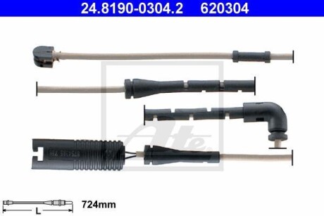 Сигнализатор, износ тормозных колодок - (sem000011, sem000012, sem000010) ATE 24.8190-0304.2