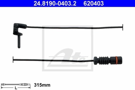 Фото 2 - Датчик износа тормозных колодок ATE 24.8190-0403.2 (24819004032)