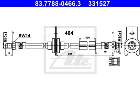 Przew?d ham ford kuga ii 1.5 ecoboost 16- tyг - (1488316, 1751732, 1806734) ATE 83.7788-0466.3