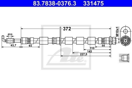 Przew?d ham ford b-max 1.0 ecoboost 12- prz?d prawy - (1751661, 1773093, AY112078AB) ATE 83.7838-0376.3