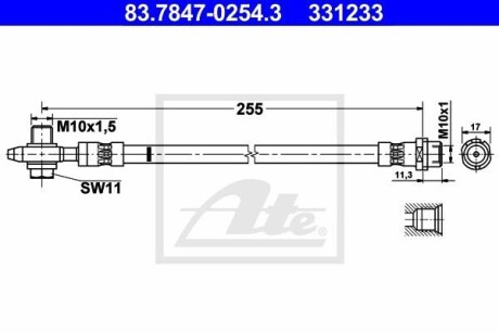 Шланг тормозной задний L - ATE 83784702543