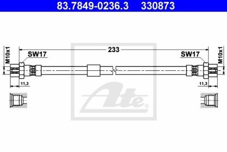 Тормозной шланг - (1T0611775, 1T0611775A, 5C0611775D) ATE 83784902363