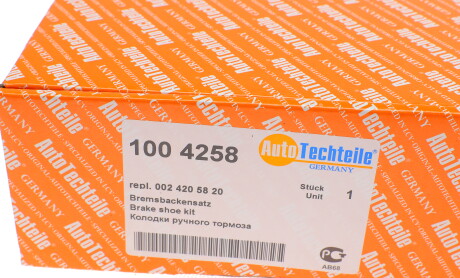 Фото 6 - Гальмівні колодки AUTOTECHTEILE 100 4258