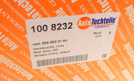 Фото 8 - Задній ліхтар AUTOTECHTEILE 100 8232 (1008232)