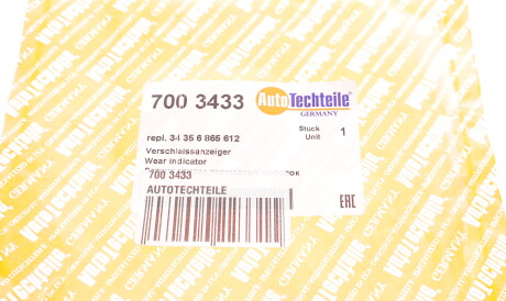 Фото 3 - Датчик износа тормозных колодок AUTOTECHTEILE 700 3433 (7003433)