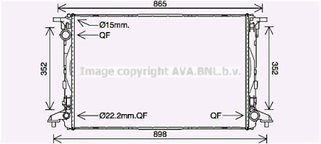 Радиатор охлаждения двигателя Audi A4 (15-18), A5 (16-), A6 Hybrid (18-), Q5 Hyb - AVA COOLING AI2412