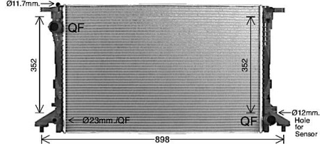 Радиатор охлаждения двигателя VW Touareg (18-) 3,0TDI, Audi Q7 (16-) Q8 (19-) 3 - AVA COOLING AI2441