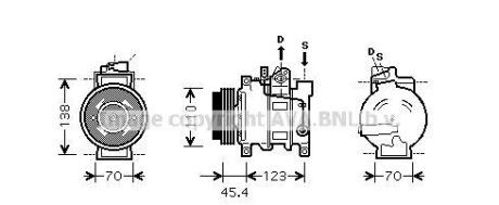 Компрессор, кондиционер - (4B0260805J, 8E0260805C, 8E0260805R) AVA COOLING AIAK227