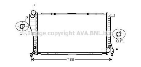 Радиатор охлаждения двигателя BMW 5 (E39) (96-03) 520d 525d 530d, 7 (E38) 730d - AVA COOLING BW2234