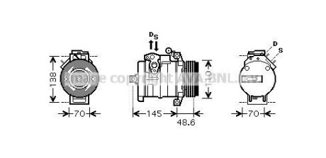 Компресор кондиціонера BMW X5 E53 (00-)/LR Range Rover (02-) 3.0 Tdi AVA - ((64526921650, 64528377067)) AVA COOLING BWAK334