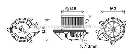 Вентилятор отопителя салона Citroen Berlingo (96-) Peugeout Partner (96-) AC+ (C - (6441S0) AVA COOLING CN8292