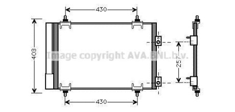 Радиатор кондиционера PSA Berlingo Partner II 1,6i 08- MT AVA - (96859474, 9682531680, 9682531580) AVA COOLING CNA5231D