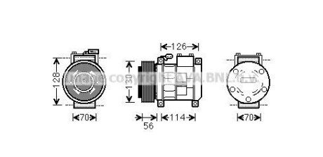 Компресор кондиціонера CHRYSLER 300M/ CHRYSLER VOYAGER (AVA) - (04677205, 04677205L, 4677205) AVA COOLING CRAK062