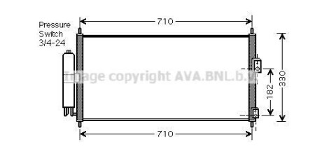 Ava радіатор кондиціонера nissan almera (2000) 1.5 - (92100BM407, 92100BN307, 92100BM405) AVA COOLING DN5270D