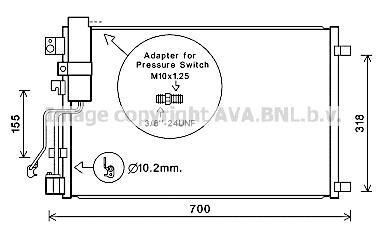 Конденсер NISSAN QASHQAI 1.5 DCi 10/06- - (92100JD500, 92100JD50A, 92100JD51A) AVA COOLING DNA5283D