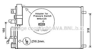 Ava nissan радіатор кондиціонера (конденсатор) без осушувача qashqai 2.0d 07- - AVA COOLING DNA5290D