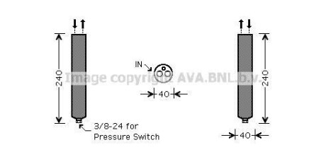 Осушитель кондиционера Nissan X-Trail 2,0i 01>08 08>, FX 35 08> AVA - (921314M420, 92131BM405, 92131BN405) AVA COOLING DND267