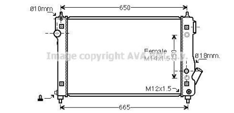 Радиатор, охлаждение двигателя - (96942182, 95227753, 96942181) AVA COOLING DW2087