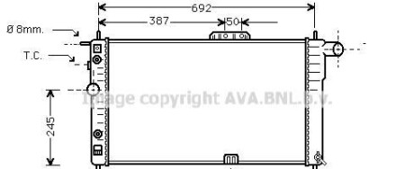 Радиатор, охлаждение двигателя - (96144570, 96144850) AVA COOLING DWA2002