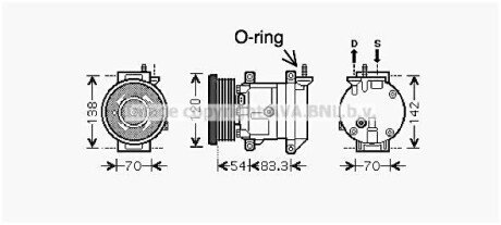 Компресор - (96442920, 96484932, 96539388) AVA COOLING DWAK071