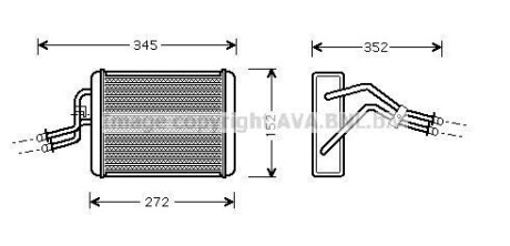 Радіатор обігрівача салону Ford Tranzit 00>06 AC+ AVA - (4042576, 4166487, YC1H18B539BB) AVA COOLING FD6317 (фото 1)