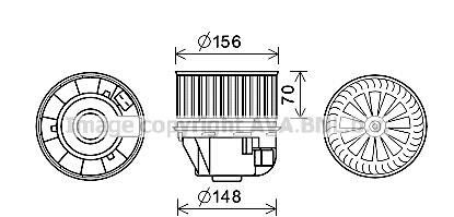 Вентилятор отопителя салона Ford Focus (04-12), C-MAX (07-10) AVA - (1362641, 1253202, 3M5H18456BD) AVA COOLING FD8612