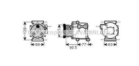 Компрессор кондиціонера Ford Fiesta Fusion 1,25-1,6i, Fiesta 1,25-1,6i 08> AVA - (re8v5119d629ea, 1521938, 1514844) AVA COOLING FDAK434