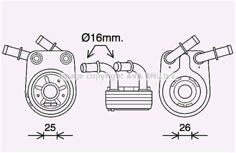 Охолоджувач оливи - (55180933, 60801915) AVA COOLING FT3458 (фото 1)