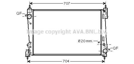 Радіатор охолодження двигуна Fiat Doblo 10> 1,6-2,0 MJet MT AC+/-, Opel Combo 1,6-2,0 CDTI 12> AC+/- AVA - (1300287, 51808364, 51896964) AVA COOLING FTA2312 (фото 1)