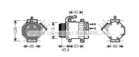 Компрессор, кондиционер - (6453G5, 6453NR, 71721759) AVA COOLING FTAK366