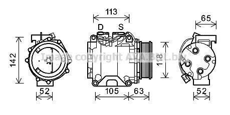 Компрессор, кондиционер - (38810RBA006, 38810PNB006) AVA COOLING HDAK238