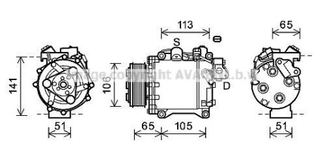 Компрессор кондиционера Honda CR-V III, IV (07-) 2.4 IVTEC AVA - AVA COOLING HDAK263