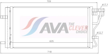 Радиатор кондиционера Hyundai Kona (17-) 1.0 T-GDi, 1.6 T-GDi, 1.6 CRDi - AVA COOLING HY5611D