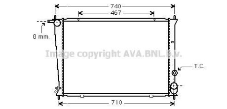 Радіатор охолодження двигуна Hyundai H100 H-1 2,5D 00>04, 04>07 MT AC+/- AVA - (253104A100) AVA COOLING HYA2049 (фото 1)