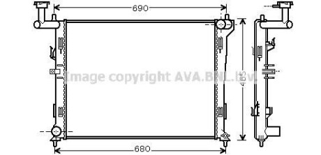 Радіатор охолодження двигуна AVA - (253101H000, 253101H010, 253102H000) AVA COOLING HYA2179