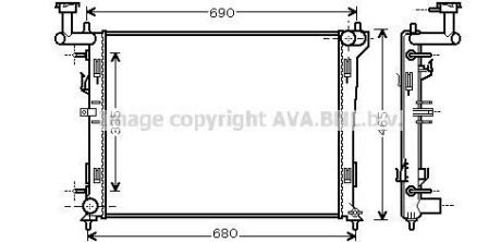 Радіатор охолодження двигуна AVA - (253102H050, 253102H080) AVA COOLING HYA2180