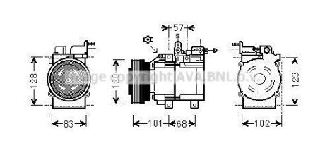 Компресор кондиціонера HYUNDAI SANTA FE 00-(AVA) - (977013A580, 977013A570, 977013A900) AVA COOLING HYAK123