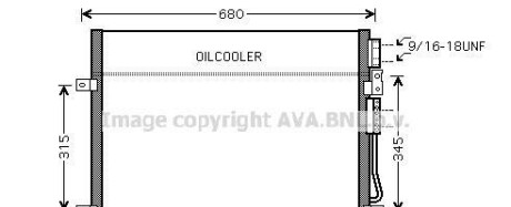 Радіатор кодиціонера - (00K55116928AB, 55116928AA, 55116928AB) AVA COOLING JEA5045