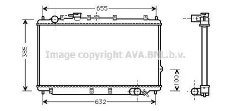 Радіатор охолодження двигуна KIA SEPHIA/SHUMA MT 96- (Ava) - (ok2a115200, ok2a115200b, ok2a115200c) AVA COOLING KA2016 (фото 1)