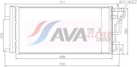 Радиатор кондиционера Hyundai i30 (17-)/KIA Ceed (18-) - AVA COOLING KA5355D
