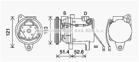 Ava smart компресор кондиціонера cabrio 0.6-0.8, city-coupe 0.6-0.8, fortwo 0.6-0.8 - AVA COOLING MCAK019
