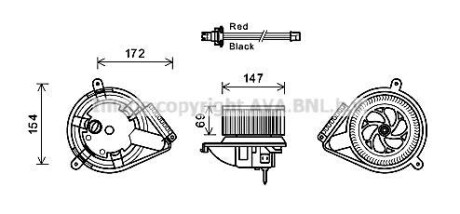 Вентилятор опалювача AVA - (0018305708, A0018305708) AVA COOLING MS8617 (фото 1)