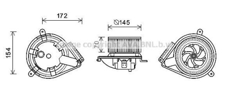 Вентилятор отопителя салона MB Vito V638 AC- - AVA COOLING MS8626