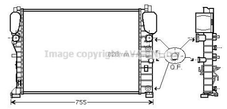 Радиатор охлаждения двигателя MB E211 200 komp 220-270 CDI MT/AT AC+/- AVA - (2115002302, 2115003102, 2115000202) AVA COOLING MSA2394 (фото 1)